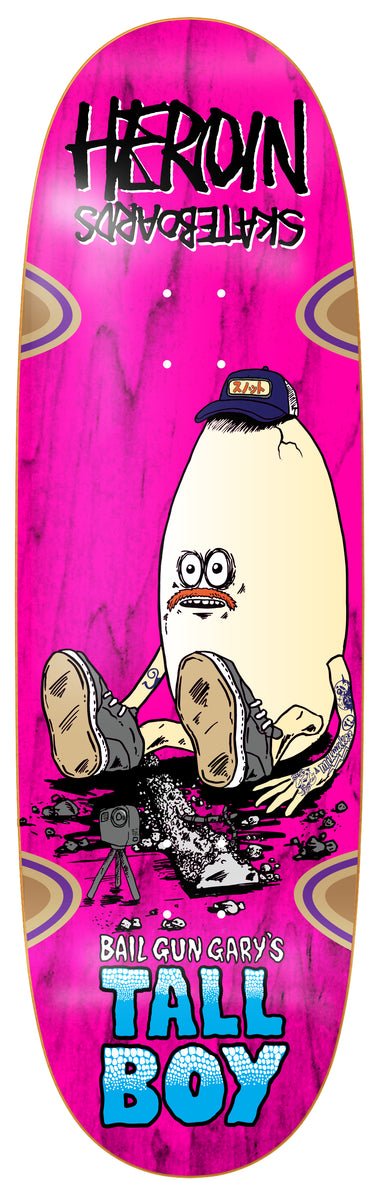Heroin "Bail Gun Gary" Tall Boy 10.25 Skateboard Deck